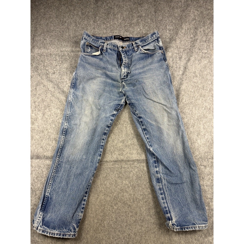 Wrangler FR Jeans Men's 36x30 Blue Flame-Resistant Straight Workwear Western